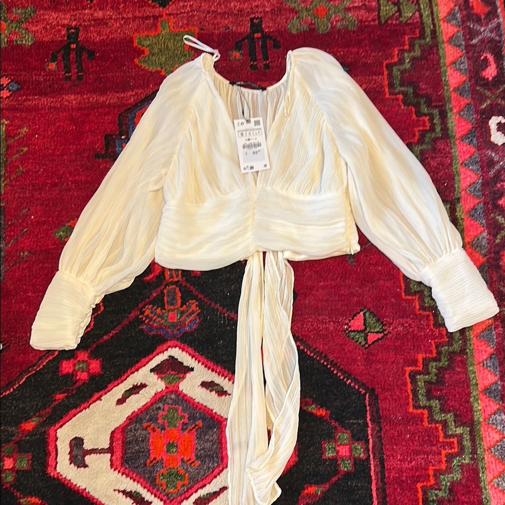 Zara Cream Textured Women's Blouse